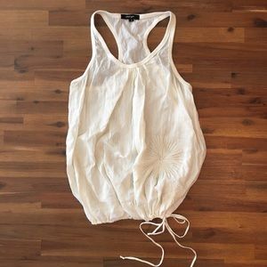 Naked Zebra Cream Drawstring Racerback Tank Top